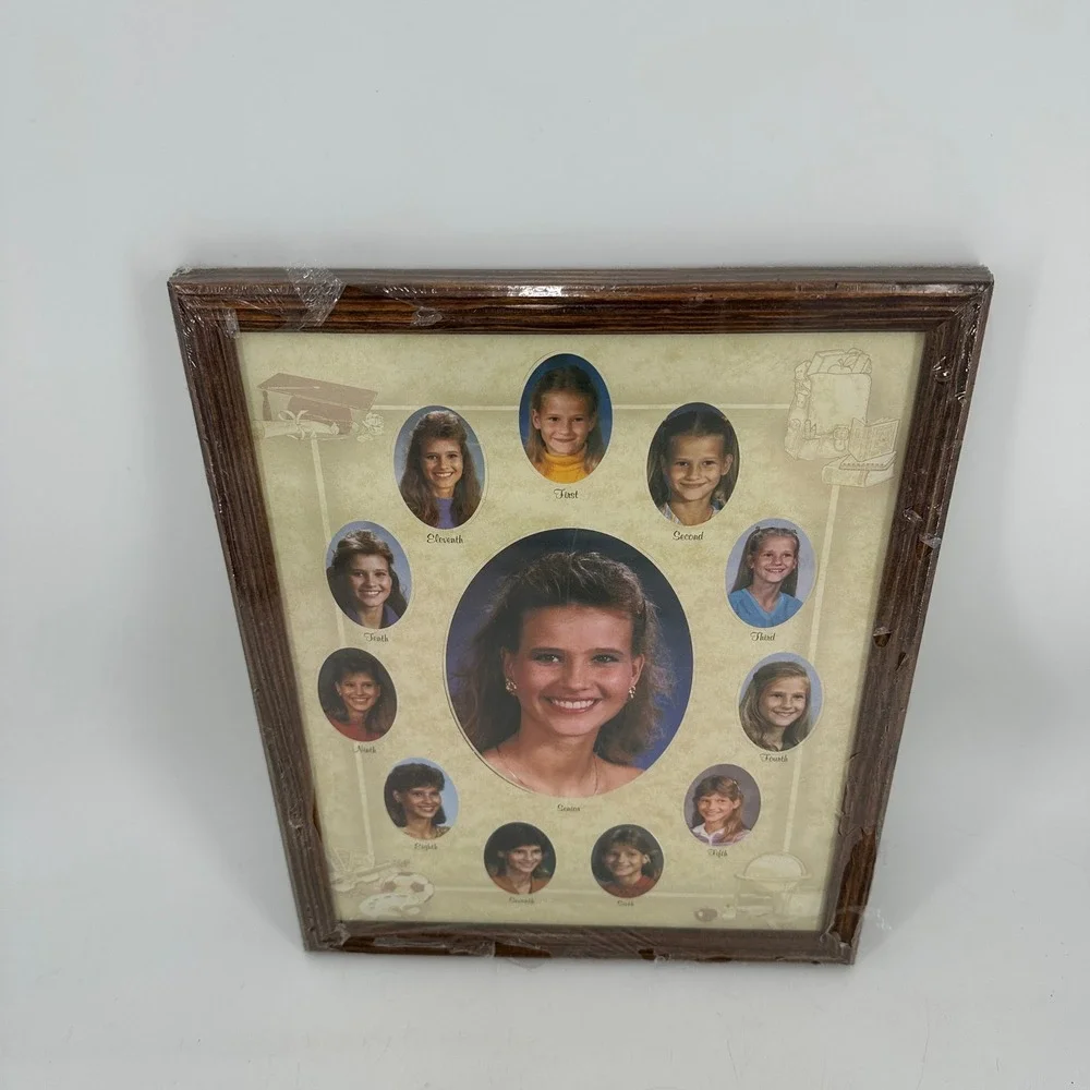 Vintage Style 11x14 School Years Picture Frame Wood Grain Multi Photo Display